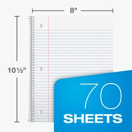 Oxford Spiral Notebooks, 18 Count Bulk Pack, 1 Subject, College Ruled Notebooks for School, 8 x 10.5 Inches, 70 Sheets, Assorted Colors, Back to School Supplies (65206)