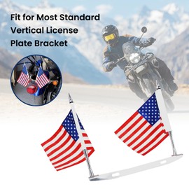 GUAIMI License Plate Flag Mount Double Flag Holder Motorcycle Flags (2X The American Flag)