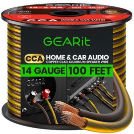 GearIT Pro Series 14AWG Speaker Wire, 14 Gauge Speaker Wire Cable (100 Feet / 30 Meters) Great Use for Home Theater Speakers and Car Speakers, Transparent Black/Yellow