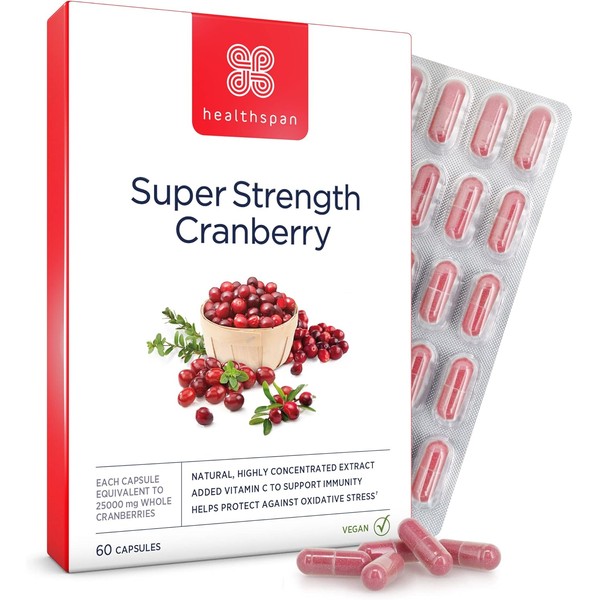 Healthspan Super Strength Cranberry Capsules (60 Count) | Supports Immune