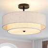 18" Semi Flush Mount Ceiling Light with Fabric Lampshade Modern