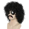 Yuehong Men Black Curly Fluffy Jumbo Afro Wig 70s 80s