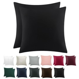 RUIKASI Cushion Cover 80 x 80 cm, Black, Set of 2 - Oeko Tex Pillowcase 80 x 80 cm, Pillow Cover 80 x 80 cm with Zip, Microfibre Padded Cover, Double Pack Set Pillow Case Pillow Cover