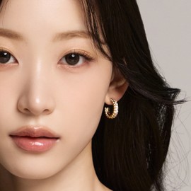 [Exclusive] Gold & Deer 14K Goldfield Party Glam Cubic & Ball Ring Earrings White Gold / [단독] 골드앤디어 14K 골드필드 파티 글램 큐빅앤볼 링 귀걸이 화이트골드