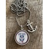 USCG Coast Guard WIFE Military Anchor Charm Antique Silver Flat