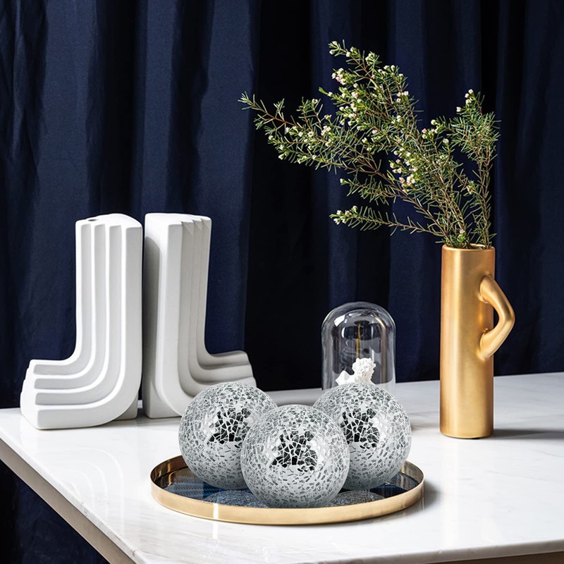 MDLUU 4" Decorative Orbs, Mosaic Sphere Balls, Centerpiece Balls for