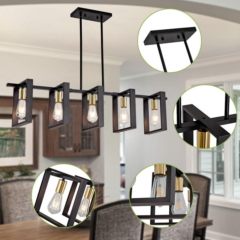 Poroulux Farmhouse Kitchen Island Lighting Black Dining Room Lights Ceiling