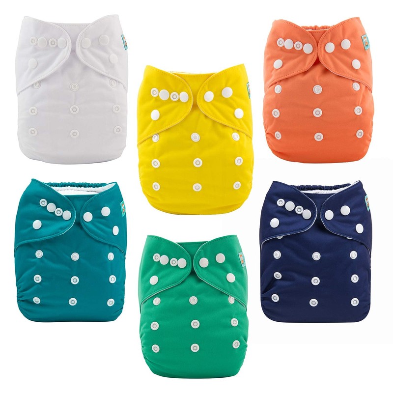 ALVABABY Baby Cloth Diaper 6 Pack with 12 Inserts One