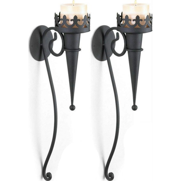 Regina Braga Set of 2 Gothic Torches Castle Throne Dungeon