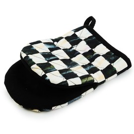 MACKENZIE-CHILDS Oven Mitt, Kitchen Oven Mitt for Cooking and Baking, Mini, Black-and-White Courtly Check