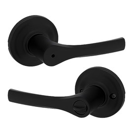Weiser Henley Matte Black Door Handle, Reversible Privacy Lever, Interior Door Handles for Bedroom and Bathroom Doors, Keyless Bathroom/Bedroom Door Lock, Modern Home Décor