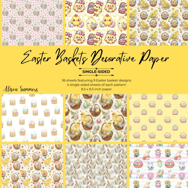 36 Sheets Easter Baskets-Themed Decorative Paper Pad for Scrapbooking: 9