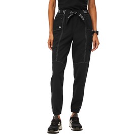 FIGS Winton High Waisted Cargo Jogger Scrub Pants for Women - Black/White, Medium - Tall