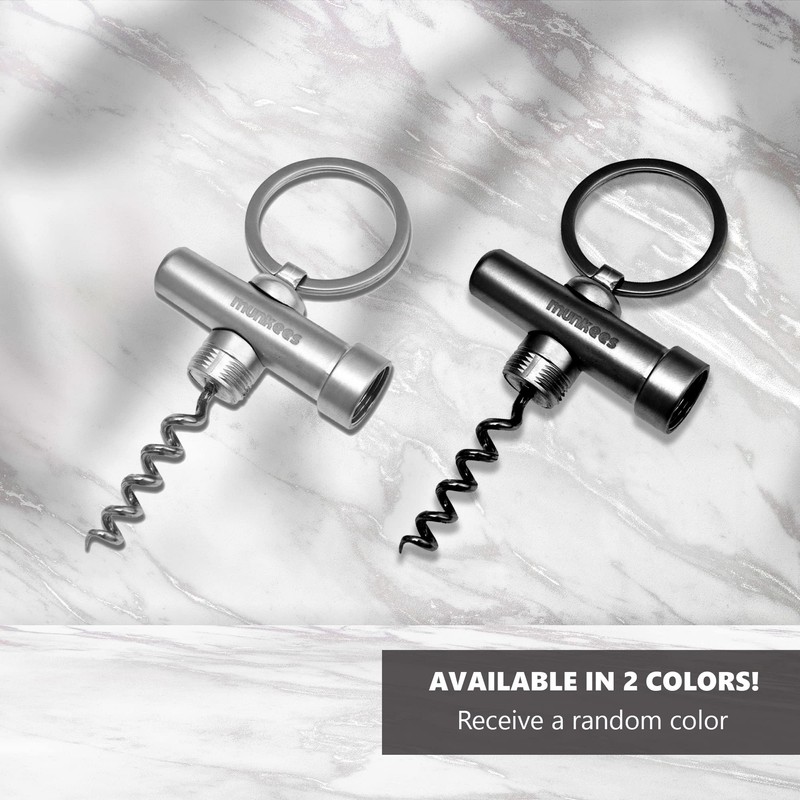 Munkees Mini Keychain Corkscrew Tool, Small Key Ring Wine Opener,