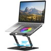 YTech Laptop Stand,with 360°Rotating Base,External Cooling Fan,Adjustable RGB Lighting,Ergonomic Foldable