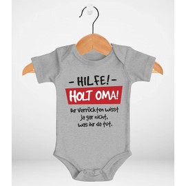 MoonWorks® Baby Bodysuit Aid - Holt Grandma Sayings Funny Organic Cotton Boys & Girls, Help Holt Grandma Grey