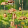 39.75" Long Antique Copper Umbrella Wind Chime with Glass Marbles