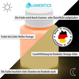 LUMENTICS Premium Glow Paint Orange 100g - Glow in the Dark Phosphorescent Colour Glow in the Dark UV Glow Paint for Painting, Crafts, Drawing