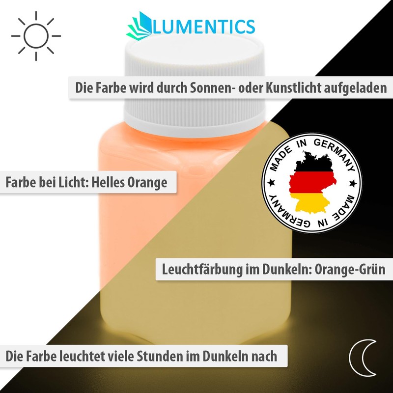 LUMENTICS Premium Glow Paint Orange 100g - Glow in the