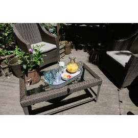 Creative Co-Op Oval Galvanized Metal Tray with Handles