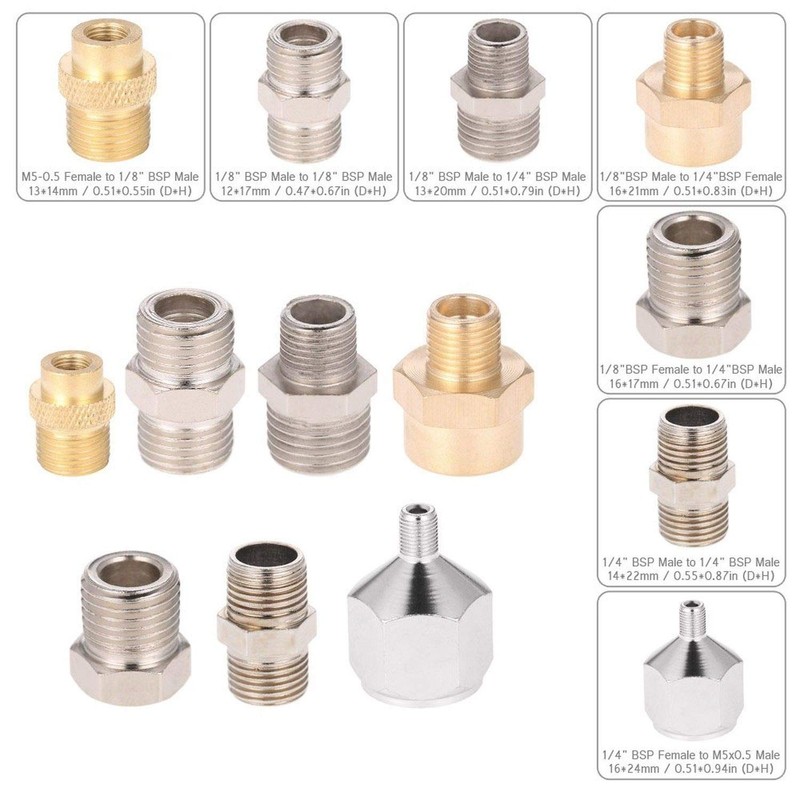 Chiloskit 7pcs Airbrush Hose Adaptor Connector Fitting Set For Compressor
