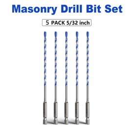 5 Pack 5/32 inch Concrete Drill Bit Set,Masonry Drill Bit Set
