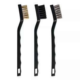 3Pcs Mini Wire Brush Brass Stainless Steel Nylon for Cleaning and Rust Removing
