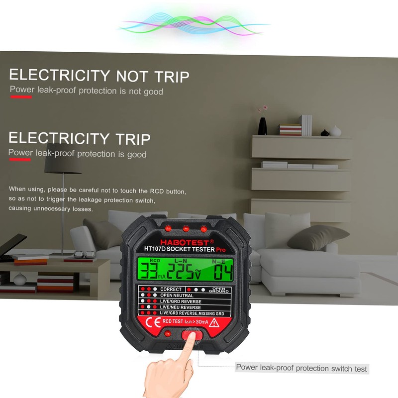 KKnoon Socket Tester with Voltage Display 90-250 V Socket Tester