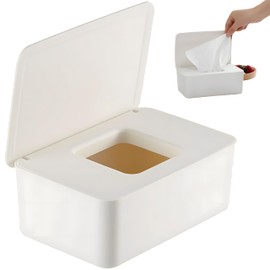 COREFUN Dispensador de Toallitas Húmedas, Caja de Almacenamiento, Fácil de Abrir y Cerrar, Sello Antifugas (Blanco)