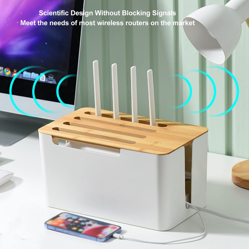 Naroote WiFi Box, Router Storage Box, Bamboo Plastic WiFi Router