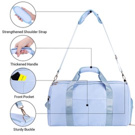 ICEIVY Bolsa de lona para gimnasio, seca y húmeda, separada, bolsa deportiva para entrenamiento, bolsa de yoga con cordón extra, Actualización azul, Large