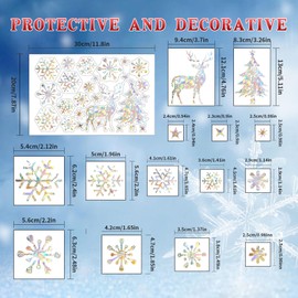 50 Pieces Christmas Trees Snowflake Reindeer Window Clings, Anti-Collision Window Decals to Save Birds from Collisions, Rainbow Prismatic Sun Catcher Glass Window Stickers Cling Holiday Decorations