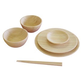 agney* Beginning Eating Set of 6, Made in Japan, Natural Bamboo, Dishwasher Safe, Normal Type