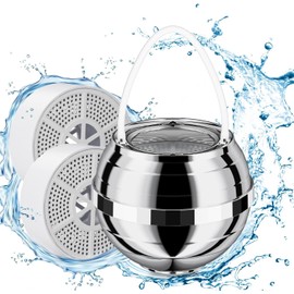 10 Stages Bath Tub Water Filter with 2 Filter Cartridges, FEELSO Bath Tap Water Filter, Water Purifier, Removes Chlorine, Shower Filter for Healthier Skin Hair-Silver