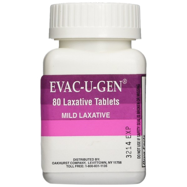 Evac U Gen Mild Laxative Tablets, 80 Count