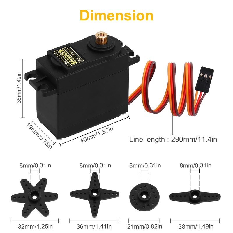 2Pcs MG995 55G Micro Servo Motor Metal Geared Motor Kit
