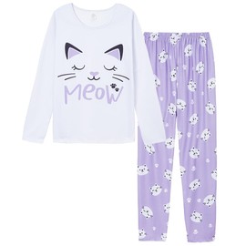 YIJIU Women's Sleepwear Long Sleeve Top and Pants Pajama Set Panda Print Nighty, Purple, Small