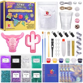 MUBYOK M139 57PCS Car Freshie Supplies Starter kit with Unscented Aroma Beads,Silicone Molds,Acrylic Paint,Mica Powder,Glitter and Accessories (Make 4 Freshies)
