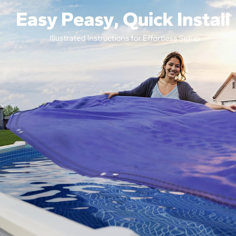 18 FT Round Pool Cover, [ 2025 Upgraded ] Above