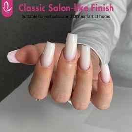 SXVME White Gel X Nail Tips Long Coffin Gel X Nails Pre-colored Gel X Tips Long Press on Nails Milky White Soft Gel Nail Tips Natural Acrylic Fake Nails Extensions for DIY Nail Art 300Pcs