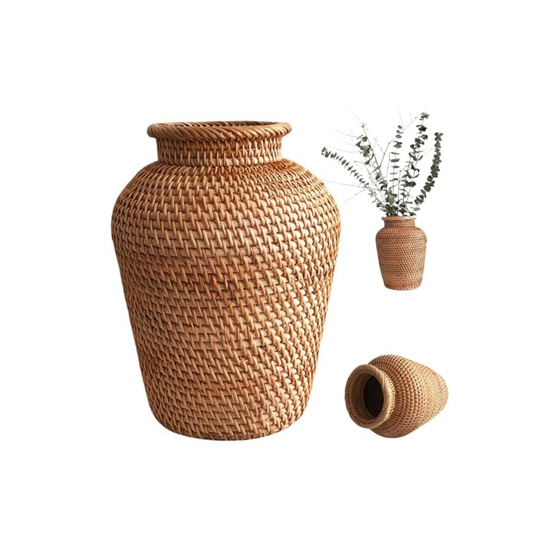Jarrón de ratán Tejido de 19 x 15 cm Alto