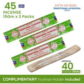 Satya Traditional Ayurveda Incense Sticks, Satya Bng (Bangalore) Insenses 15gmx3 Pack with Raajsee Incense Holder Bundle, Satya Nagchampa Natural Incense
