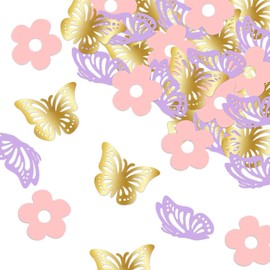 QZKJQDD Butterfly Confetti, Pack of 100 Birthday Decoration, Birthday Decoration Table, Confetti Birthday, Suitable for Birthday Parties, Weddings, Holiday Parties, Scatter Decorations etc. (Gold +