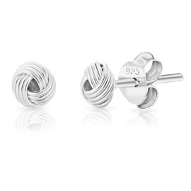 DTPsilver® Earrings 925 Sterling Silver Yellow Gold-Plated or Rose Gold Plated Celtic Knot Stud Earrings Diameter 9 mm, Sterling Silver, No Gemstone