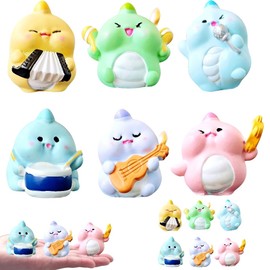 6Pcs Mini Dinosaur Figures, Mini Resin Animals Figures to Hide Tiny Dinosaur Figurines Miniature Small Plastic Dinosaurs Figurine for Fairy Garden Accessories Vase Filler Dino Party Decorations