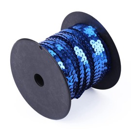 Lentejuelas Planas de 100 Yardas, Adorno de Lentejuelas de 6mm de Ancho, Hilo de Lentejuelas de Costura en Rollo para Manualidades de Boda(Azul real)