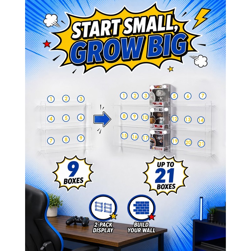 Baemin 2 Pack Wall Shelves Compatible with 21 Funko Pop