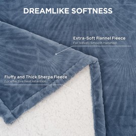 Westinghouse Heated Throw Blanket, Flower Jacquard Electric Blanket Throw with 6 Heating Levels and 2-10 Hours Auto-Off, Flannel to Sherpa Super Cozy Heated Blanket, Machine Washable (50" x 60" Blue)