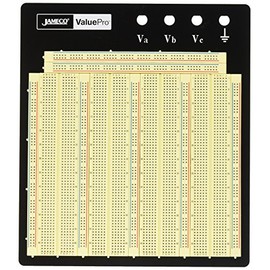 Jameco Valuepro 3220-Point Solderless Breadboard 7.3"L x 7.5"W, 0.1" Spread, Ideal for Prototyping and Classroom Projects - WBU-208-R