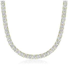Michooyel Tennis Necklace Men's Tennis Chain Women's Iced Out Chain Diamond Zirconia Choker Silver Tennis Chain Necklaces (Golden, Silver), 18k gold plated brass, Cubic Zirconia